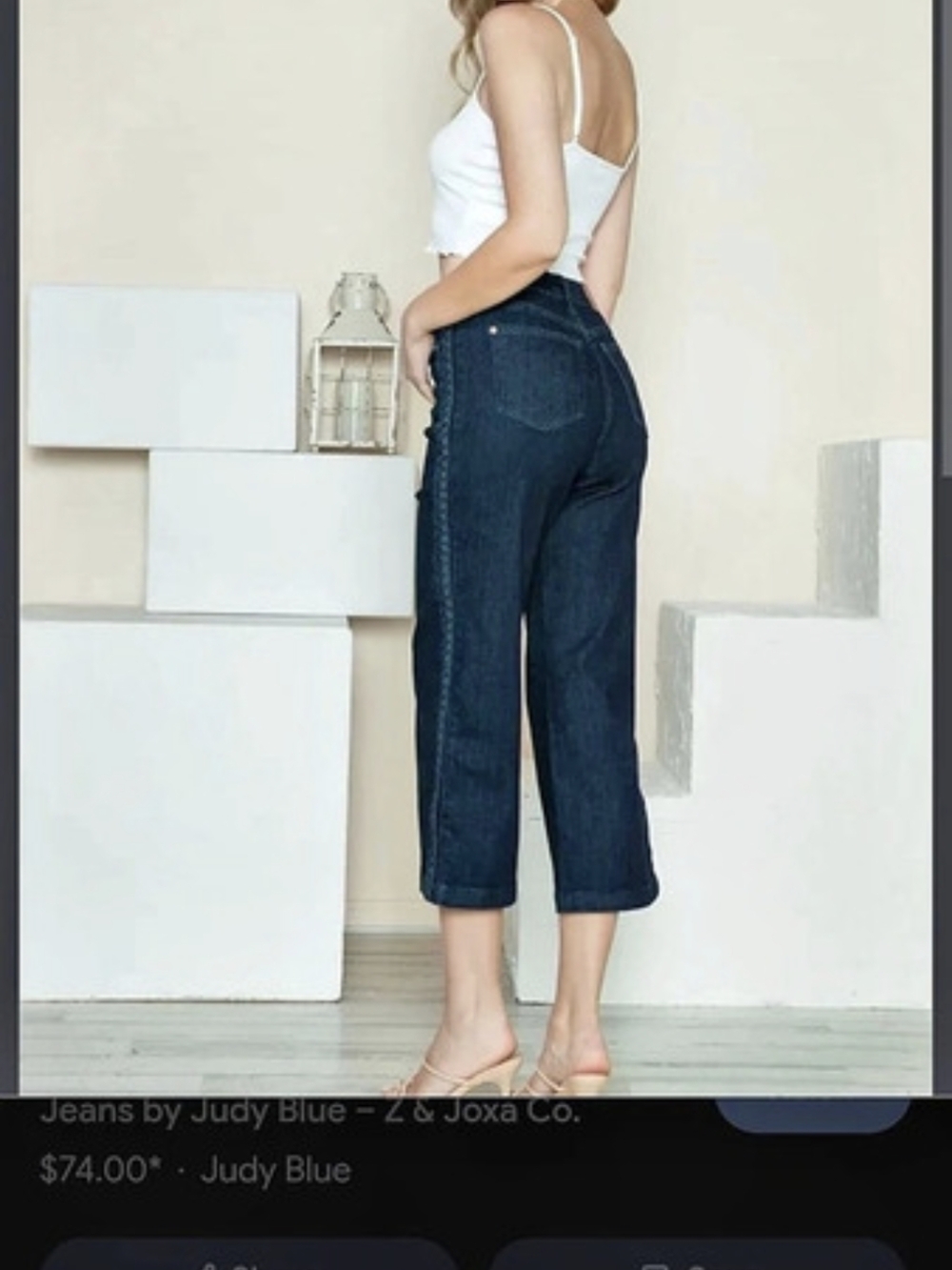 Judy Blue High Waist Side Seam Braid Detail Crop Wide Leg Jeans Ankle-Cropped